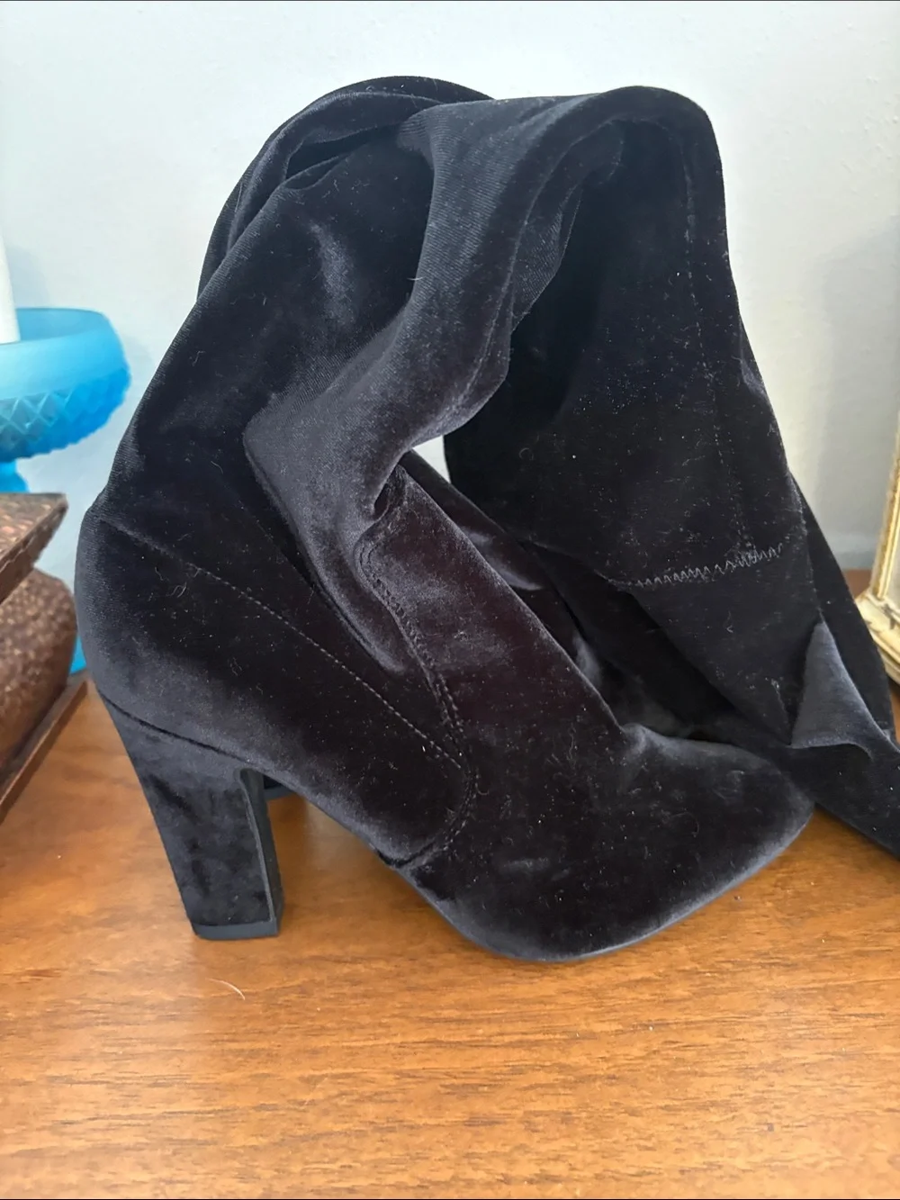 Unisa Black Suede Over-the-Knee Block Heel Boots